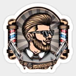 Hipster barber shop vector Sticker